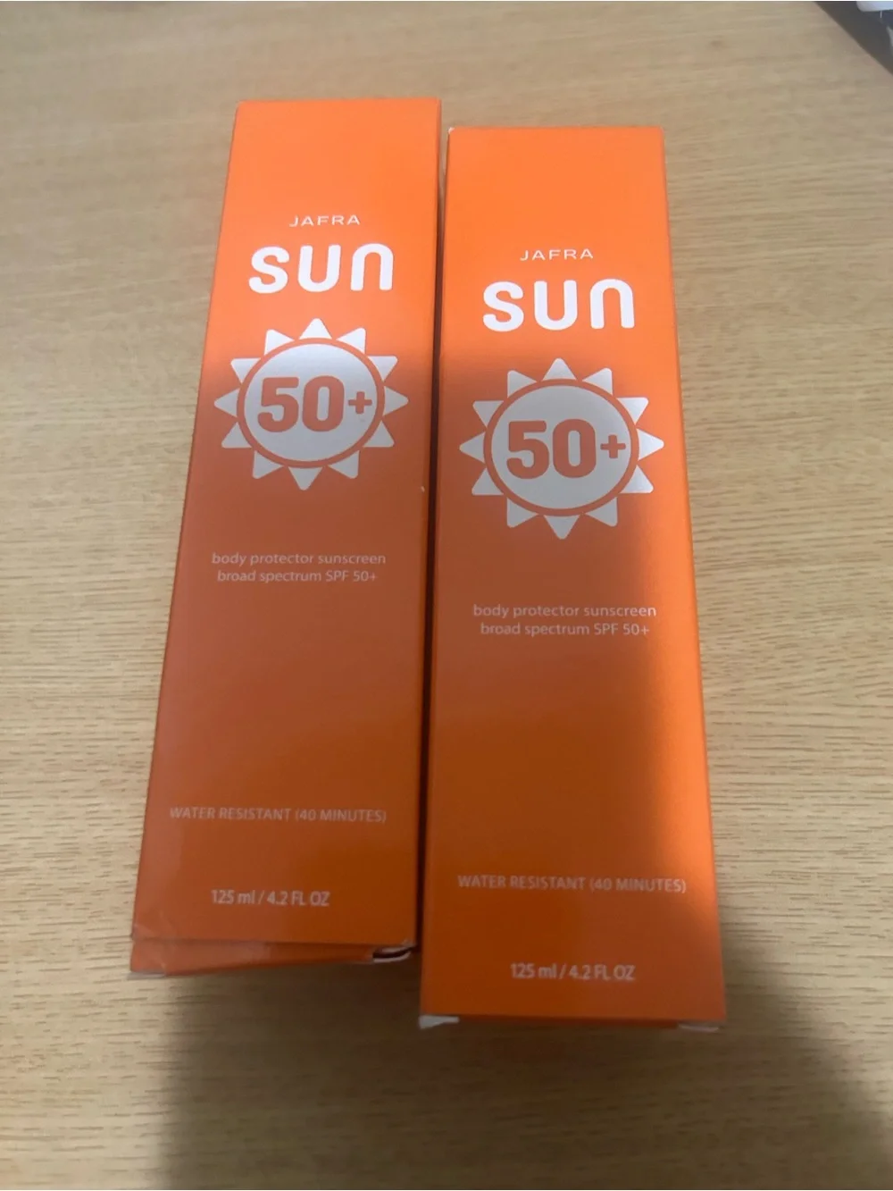 JAFRA Orange Sunscreen Box with White Text
